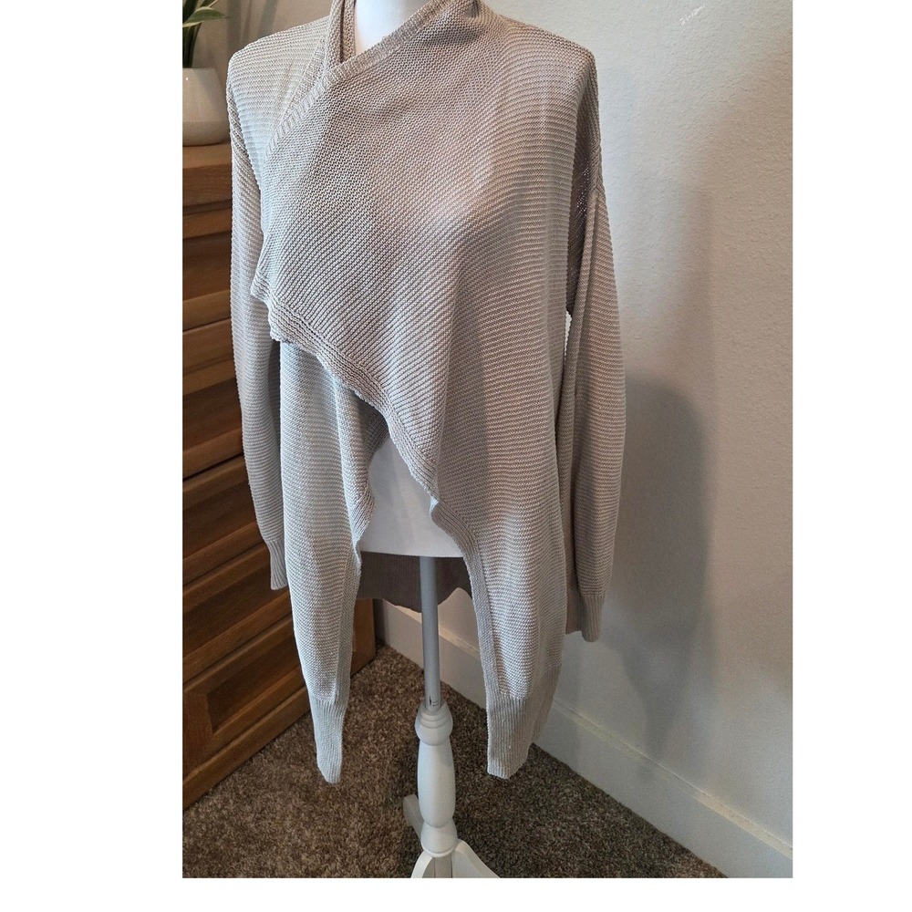 Banana Republic Waterfall Cardigan Italian Linen Draped Beige Coastal Medium - Picture 12 of 14